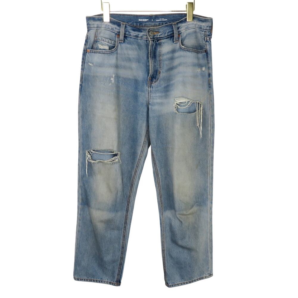 Old Navy High-Waisted Slouchy Straight Ripped Distressed Jeans Size 6
